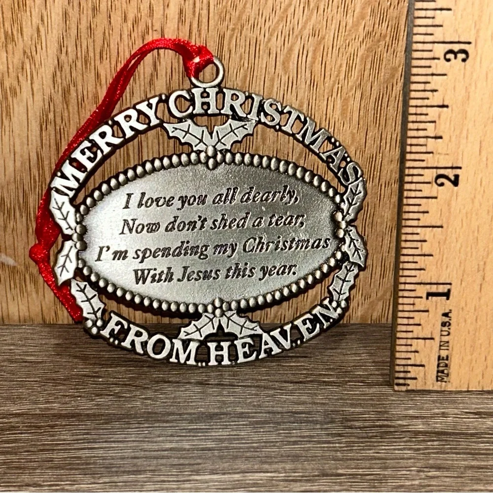 John W. Mooney Jr. MERRY CHRISTMAS FROM HEAVEN Pewter Ornament  Vintage 1990